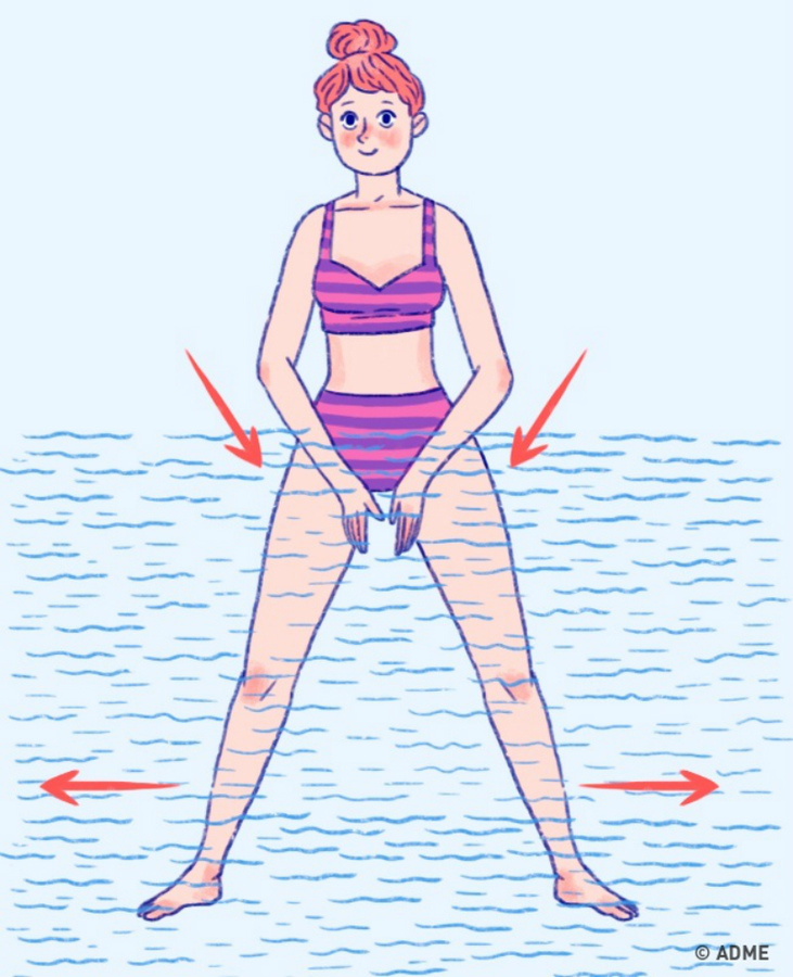 Упражнения в море для похудения ног и живота